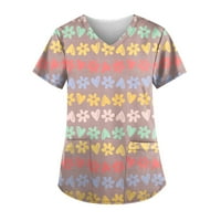 Ženski vrhovi Ženski personalizirani ispis kratkih rukava V-izrez V-izrez Radne majice Multicolor