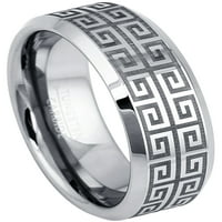 Grčki ključ Tungsten Carbidni prsten - muški volfram vjenčani trake - Comfort Fit prsten - grčki ključ