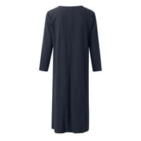GDFUN ženski ležerni labavi dugi rukav s jednim džepom okruglih vrata s ljuljačkama ženske haljine