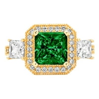 3.1ct princeza rez zeleni simulirani smaragd 18K žuti zlatni godišnjica angažmana kamena prstena veličine 10,5