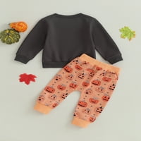 Lisenrain novorođenčad beba Halloween odjeća crtana bundeva tisak dugim rukavima dukserice na vrhu hlače