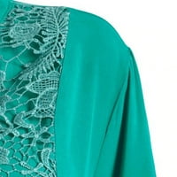 Ženski odobrenje ispod $ Ženske dame Dugme Velike veličine Puna čipka V-izrez dugih rukava bluza MINT Green XXXXXL