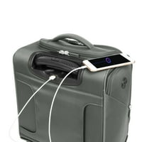 Spinner nosite na morskomsev prtljagu s USB portom, soft koferom, sivom, kompaktnom