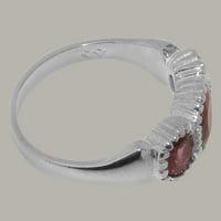 Britanci napravio je 10k bijeli zlatni prsten s prirodnim ružičastim turmalinskim ženskim prstenom -