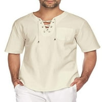 Muški casual v izrez T Majice Muškarci Baggy Basic Tee Plaža Pocket Slover mišića