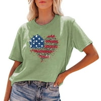 Dan nezavisnosti Love Flag Ispiši majicu kratkih rukava Žena ženska pamučna majica dugih rukava Raglan