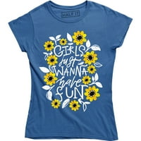 Dame djevojke samo žele zabavno ljetno cvijeće slatka smiješna majica muzičke stranke