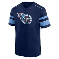 Muška fanatika brendirana mornarica Tennessee Titans Textered Hashmark V-izrez majica