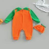 Wybzd Halloween novorođenčad dječje dječake Romper dugih rukava bundeve print BodySuit + šešir kostimi narančastih 18-mjeseci