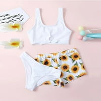 Djeca kupaca za djevojke cvjetni ljetni print suncokret Crisscross trodijelni slatki kupaći kostimi