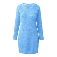 Žene oblače ljetna haljina kratka rukava s kratkim rukavima Swing a-line slojeviti labav boho haljina haljina plava 2xl