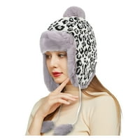 Šeširi za žene Vanjski leopard Zima neutralna za zaštitu od toplog uha Jesen Pleteni vuneni šešir bijeli