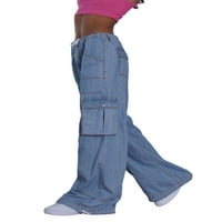 Kayotuas niski struk baggy teretni traperice za žene zaklopke džepove opuštene fit ravne široke noge