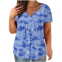 Ženske ljetne vrhove V izrez kratki rukav Tipka za kratke majice za ispis majica bluza plus veličina