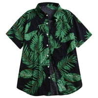 Muške haljine košulje modne muške casual gumb Print Hawaii Print Beach Plaža Kratki rukav Green