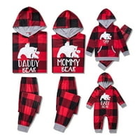 Porodica podudaranje pidžama set Christmas Bear Red Plaid Ispiši kapuljač za spavanje sa zaslona za