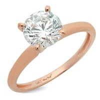 0. CT Sjajan okrugli rez Clenilirani dijamant 18K ružičasto zlato Solitaire prsten sz 7.75
