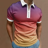 Paptzroi mužjak ljetni casual gradijentni zatvarač zatvarač Okrenite košulju za bluzu na kratkim rukavima