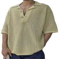 Grianlook muns Top Half rukav majica Lapel ovratnik pulover muške redovne fit bluza pletiva od majica
