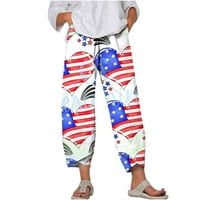 Ženske američke hlače za zastave Pocket ravne pantalone plavi xxl