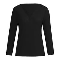 Ženska ležerna kontrastna boja dugih rukava TOP pulover Sweatshir Black XL