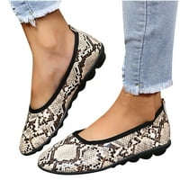 OAVQHLG3B Ženske cipele Okrugli toe Retro Trendy Snake Print Lako za stavljanje i skidanje lijenih casual