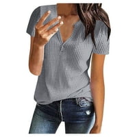 Sanbonepd ženska ljetna modna pletiva s kratkim rukavima Tunic TOP V-izrez Loose majica
