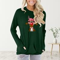 Ženske božićne majice s dugim rukavima modna casual simpatična grafička ispisa pulover na vrhu labave