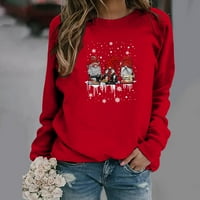 Giligiliso Žene vrhovi dame dame božićne tiske okrugle džemper od labavog bluza kapuljač duksela Ležerne