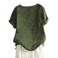 Majice kratkih rukava za žene labave ugradbene ležerne tunike Ljetni cvijet Print Comfy bluza Army Green XXL
