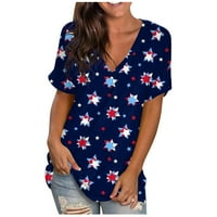 Ženski vrhovi kratkih rukava Grafički otisci Bluze casual ženske ljetne majice V-izrez mornarice l