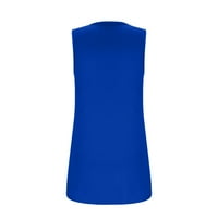 Ženska modna čvrsta boja V-izrez Udobna labava majica bez rukava bez rukava Casual Tops Blue S