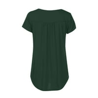 Ženske vrhove kratkih rukava od pune bluze casual dame Ljeto Henley Fashien Green XL