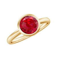 Ovjerena laboratorija stvorena ruby ​​solitaire prsten za žene, 14k žuto zlato, SAD 12.00