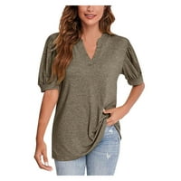 Ženski ljetni vrhovi V-izrez Solid bluza Ležerne košulje s kratkim rukavima Kafa