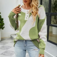 Voncos Fall džemperi za žene Crewneck Argyle uzorak jesen zimski pleteni toplinski pulover dugih rukava