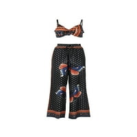 Nituyy ženske hlače postavljene letnje plaže leptir tiskanim vrhovima i duge hlače