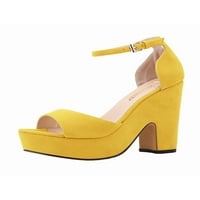 Crocowalk ženske cipele visoke peta platforma Sandal gležnja nagnutim sandalama dame rade modne pete žute 7.5