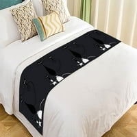 Crna mačka silueta za vaš krevet za spavanje spavaće sobe za posteljinu dekor posteljina veličine šal