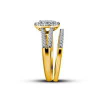 Dijamantna princeza 10kt Žuta zlatna okrugla Diamond Split-Shank Bridal Wedding Bend Set CTTW