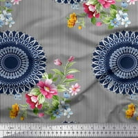 SIMOI pamučna poplana tkanina pruga, cvjetna i mandala dekor tkanina tiskano dvorište široko