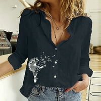 Ženski čišćenje majica, ženske labave tipke tiskati bluzu dugih rukava s dugim rukavima