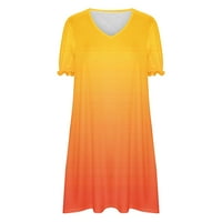Proljetne haljine za žene Slatke naduvane rukave sa ručicama Ležerne prilike V-izrez Plus size obični