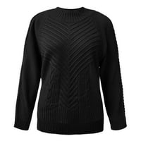 Kali_store Dukseri za žene za žene Ženske džempere Ležerne prilike s dugim rukavima Blok blok patchwork pulover pletene džemper na vrhu crne, l