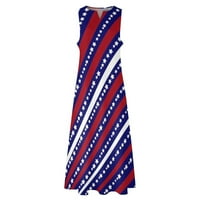 Hanas vrhovi američke zastave Maxi haljina za žene casual ljeto bez rukava V-izrez za sunčanje Dnevni