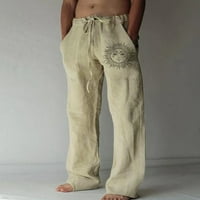 XYSAQA muške modne posteljine joge hlače lagane sunce za suncenjene ljetne pamučne labave pantne pantalone