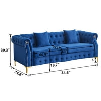35 D 85 W 30.3 h velvet chesterfield dugme-tufted sofa sive