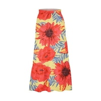 Suknje na plaži Regied ruffle cvjetni print boho suknja za žene visokog struka Flowy Maxi suknja