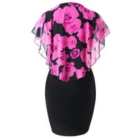 Mini haljine za žene Modni ženski casual plus veličine ružičasti bez rukava cvjetni print šifon o-vrat