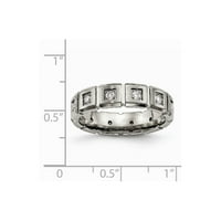 Grey Titanium prsten za vjenčanje Kubični cirkonijski CZ četkani polirani utor